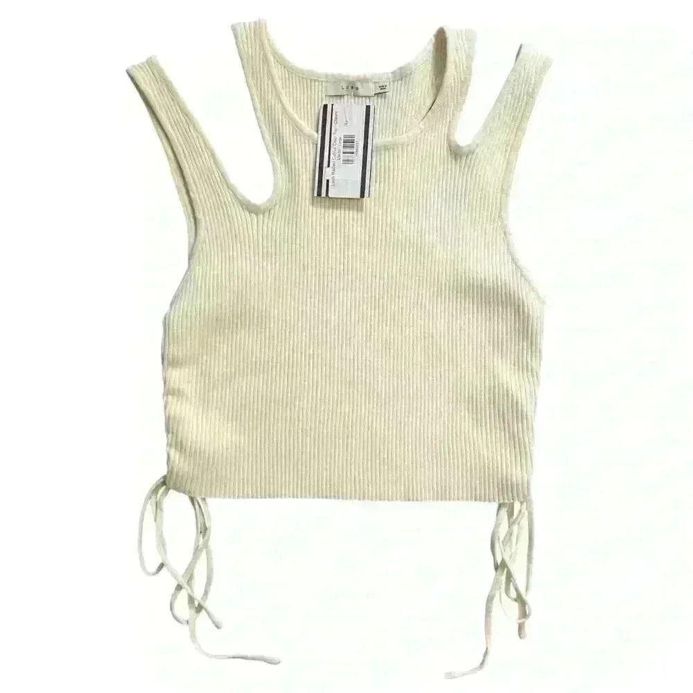 Lush Ribbed Cutout Crop Top